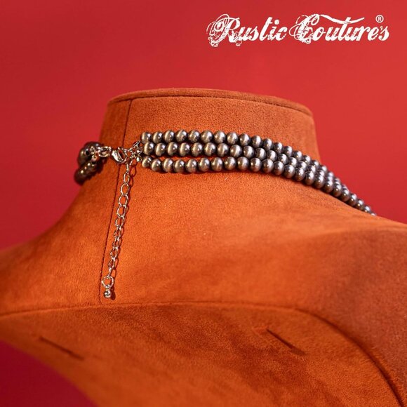 Women's Turquoise 2 Couture Jewelry Set Cowgirl Vintage Western Necklace Earring - Picture 5 of 7